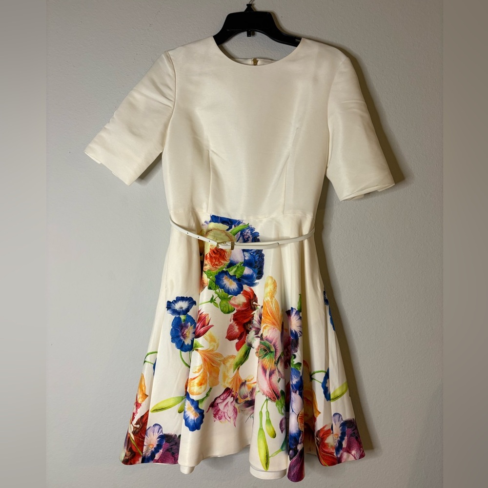Ted Baker Cream Dress with Multicolor Floral Pattern